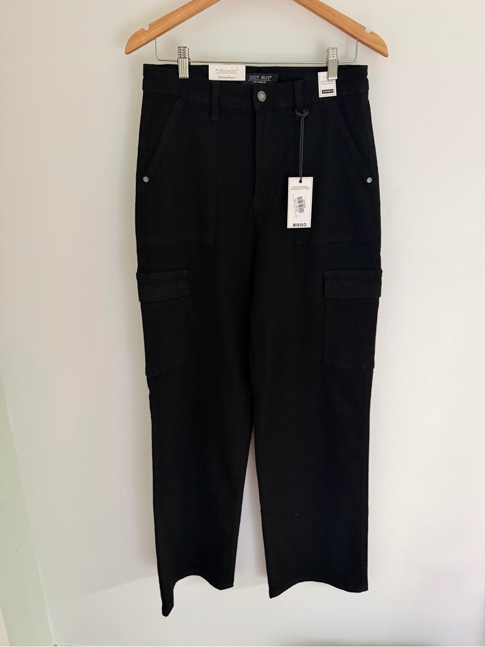 Judy Blue Black Cargo Wide Leg Jeans Size 11/30 NWT High Rise